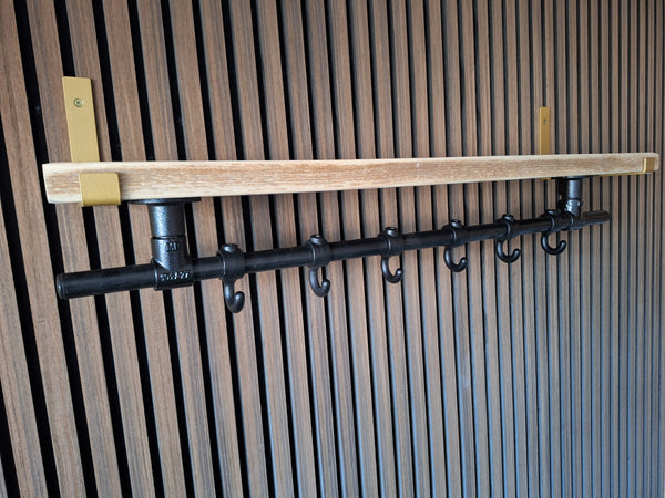 Black Scaffolding Tube Coat rack with top shelf