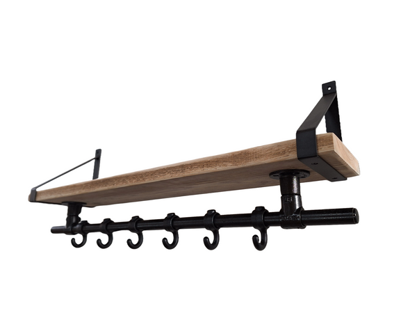 Black Scaffolding Tube Coat rack with top shelf