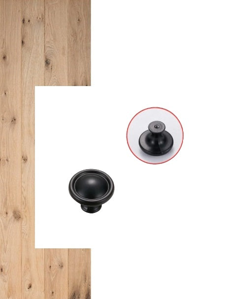 Furniture knob / Cabinet knob Black "Extra convex" - 30mm - Including mounting bolt