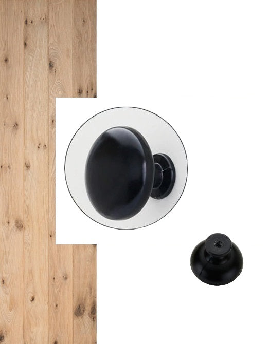 Furniture knob / Cabinet knob Black "convex" - 30mm - Including mounting bolt