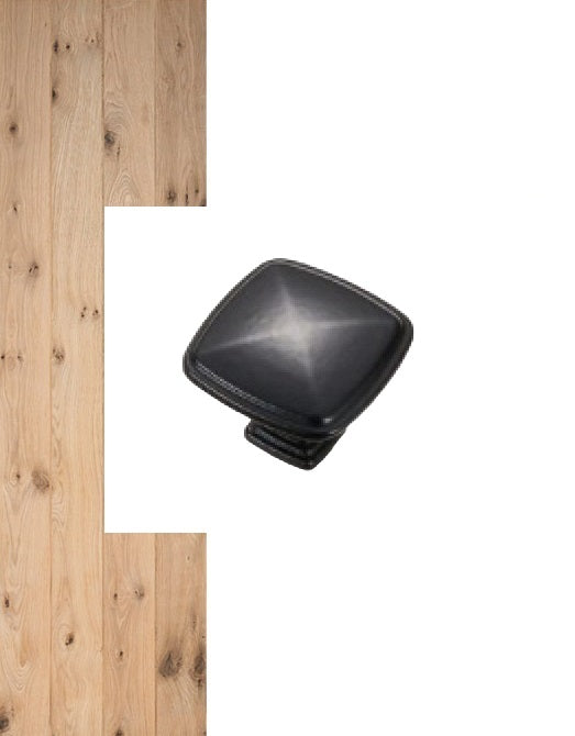 Furniture knob / Cabinet knob Black "Square" - 30mm - Including mounting bolt