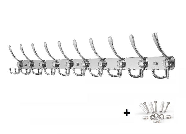 Wall coat rack 30 hooks | Stainless steel | 96cm | Including mounting material