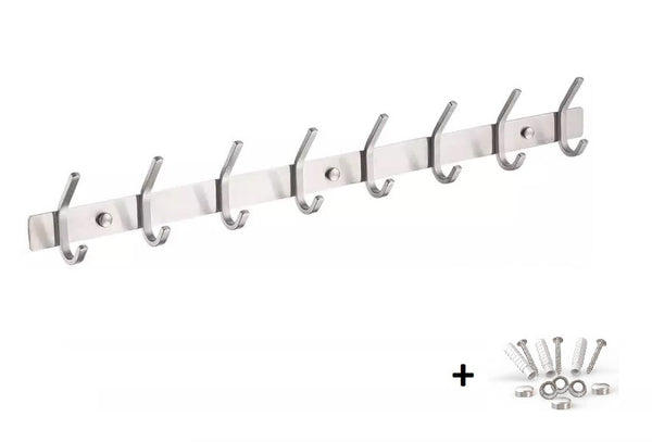 Wall coat rack 16 hooks | Stainless steel | 60cm | Including mounting material