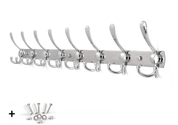 Wall coat rack 24 hooks | Stainless steel | 75cm | Including mounting material