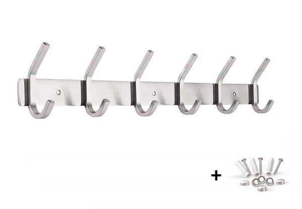 Wall coat rack 12 hooks | Stainless steel | 46cm | Including mounting material